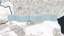Fantasy region map featuring a great ice wall dividing snow-covered forested terrain.