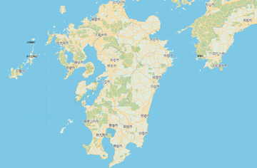 The same Kyushu region map with Japanese place labels.